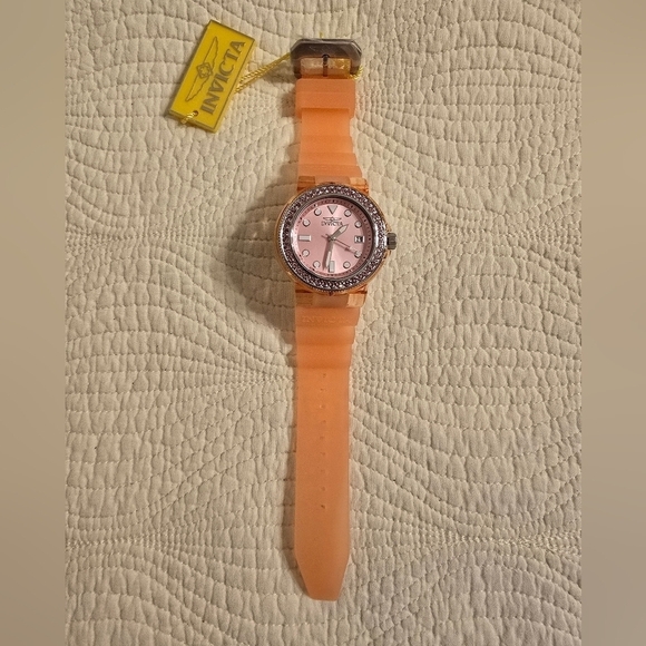 NWT Invicta Ladies Pro Diver Anatomic Watch, Pink Silicon Strap main image 4